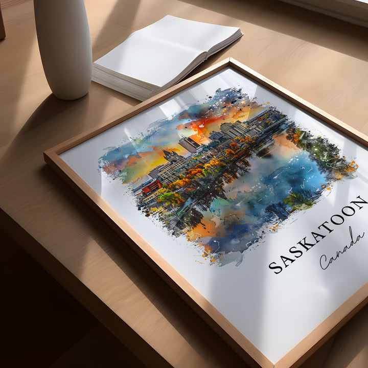 Saskatoon Canada Wall Art, Saskatchewan Print, Saskatoon Watercolor, Saskatoon Canada Gift,