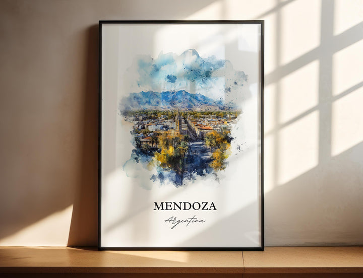 Mendoza Argentina Wall Art, Mendoza Print, Argentina Watercolor Art, Mendoza Gift, Travel Print, Travel Poster, Housewarming Gift