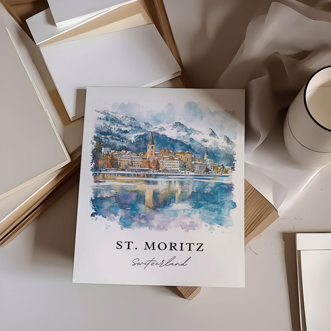 St. Moritz, Switzerland – Watercolor Art Print