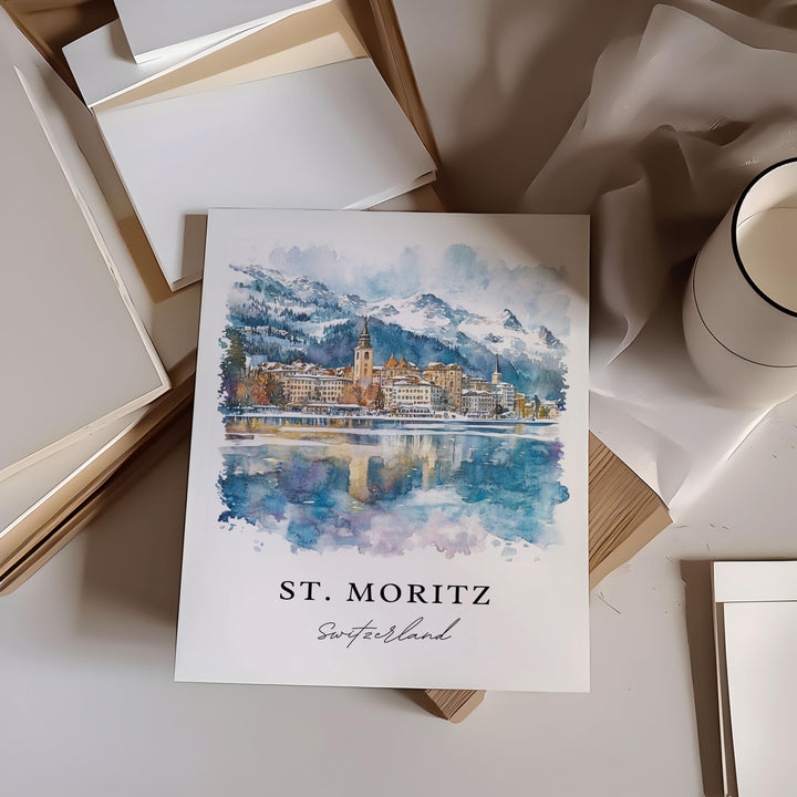 St. Moritz, Switzerland – Watercolor Art Print