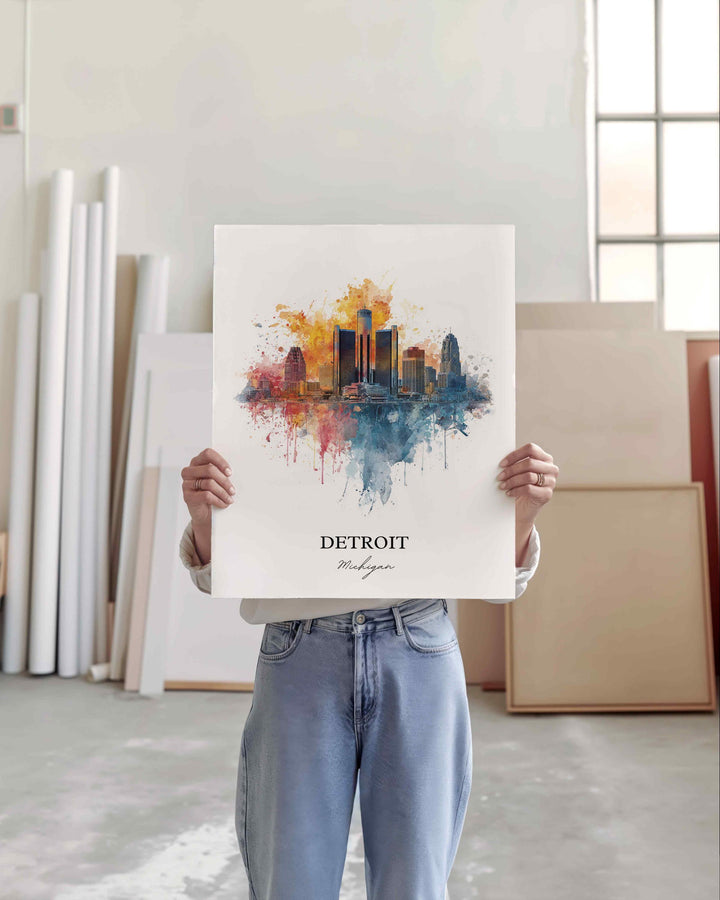 Detroit, MI – Watercolor Art Print