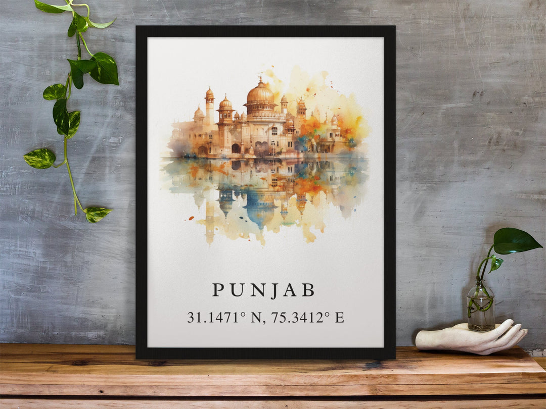 Punjab traditional travel art - India, Punjab poster, Wedding gift, Birthday present, Custom Text, Personalised Gift