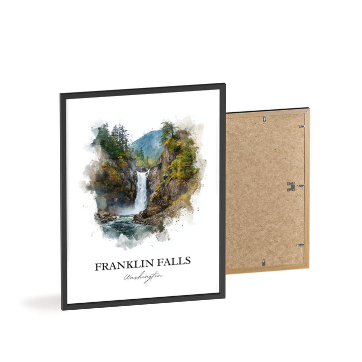 Franklin Falls Art, Snoqualmie River Print, Washington State Artwork, Franklin Falls WA Gift, Travel Print, Travel Poster, Housewarming Gift