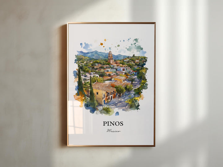 Pinos Mexico Wall Art, Zacatecas Print, Mexico Watercolor Art, Pinos Mexico Gift, Travel Print, Travel Poster, Housewarming Gift