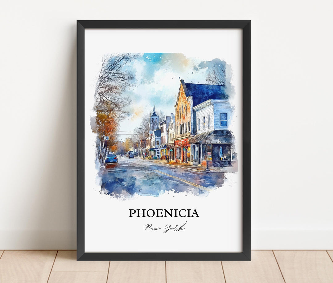 Phoenicia NY Wall Art, Catskills Print, Catskills NY Watercolor Art, Phoenicia New York Gift, Travel Print, Travel Poster, Housewarming Gift