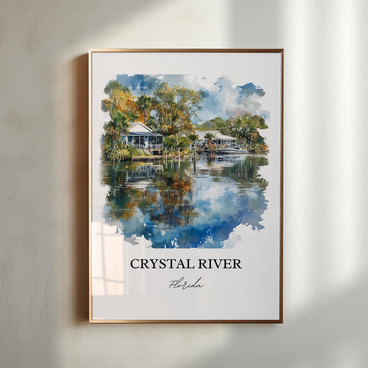 Crystal River, FL, USA – Watercolor Art Print