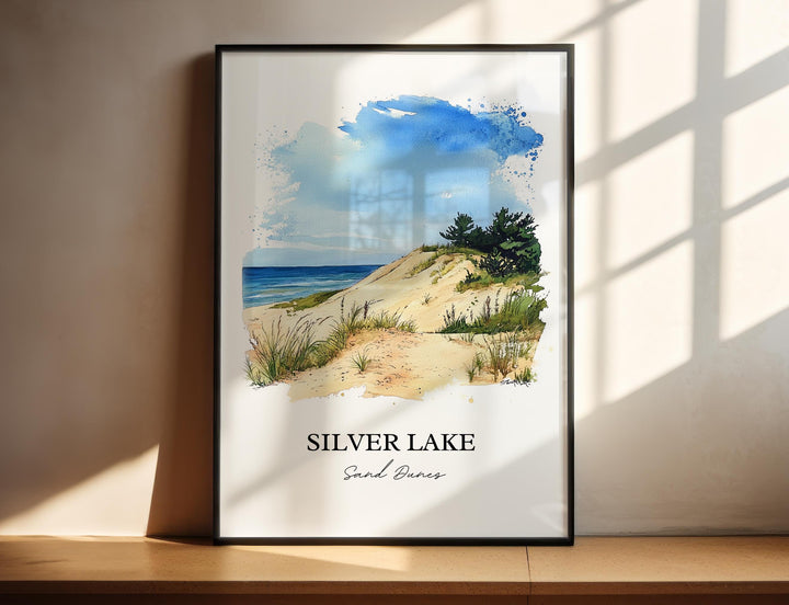 Silver Lake Sand Dunes Wall Art, Mears MI Print, Michigan Watercolor Art, Mears MI Gift, Travel Print, Travel Poster, Housewarming Gift