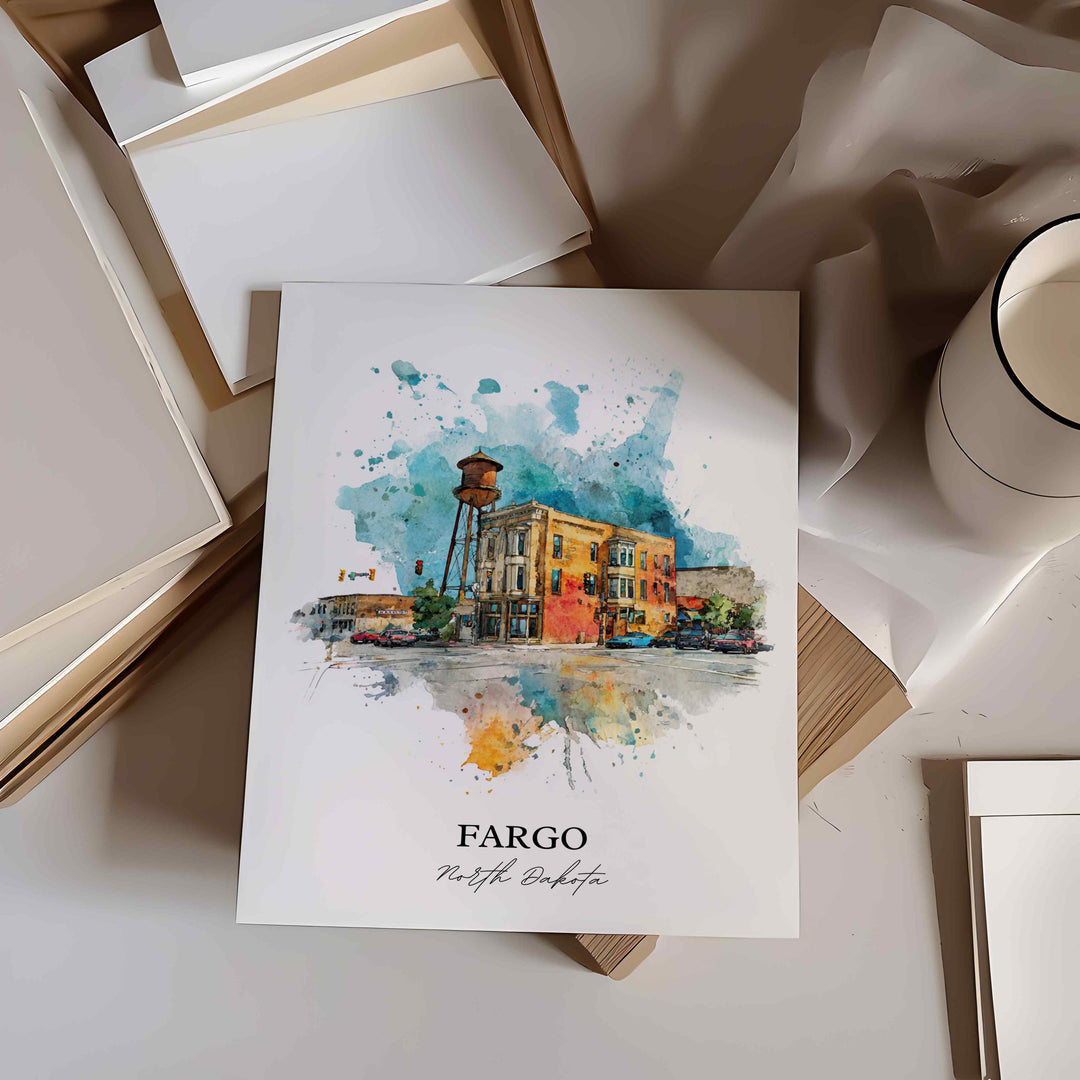 Fargo, North Dakota – Watercolor Art Print