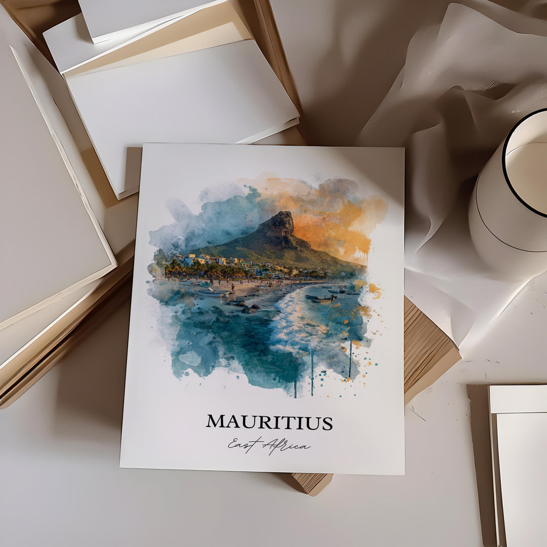 Mauritius Wall Art, Mauritius Print, Mauritius Watercolor Art, East Africa Gift, Travel Print, Travel Poster, Housewarming Gift