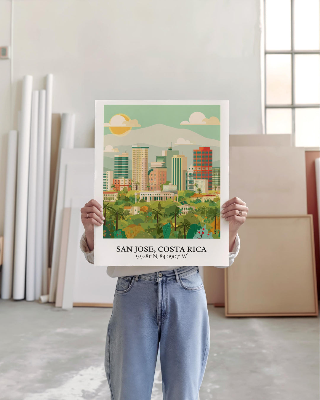 San Jose Art, San Jose Costa Rica Retro Art, Costa Rica Home Decor, Costa Rica Gift, Costa Rica Art, Travel Prints, Housewarming Gift