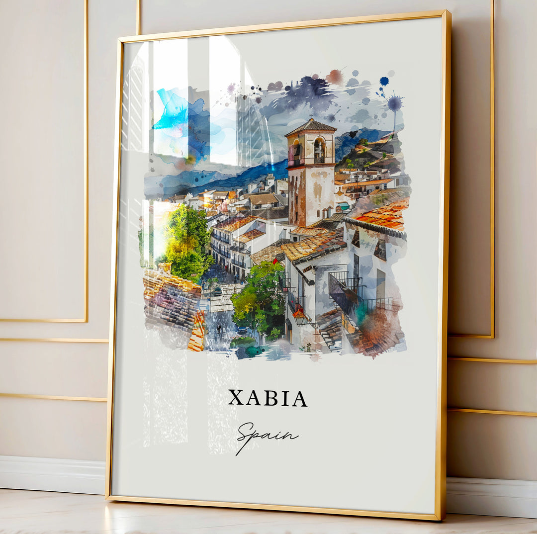 Xabia Spain Wall Art, Xabia Print, Jávea Spain Watercolor Art, Alicante Spain Art Gift,