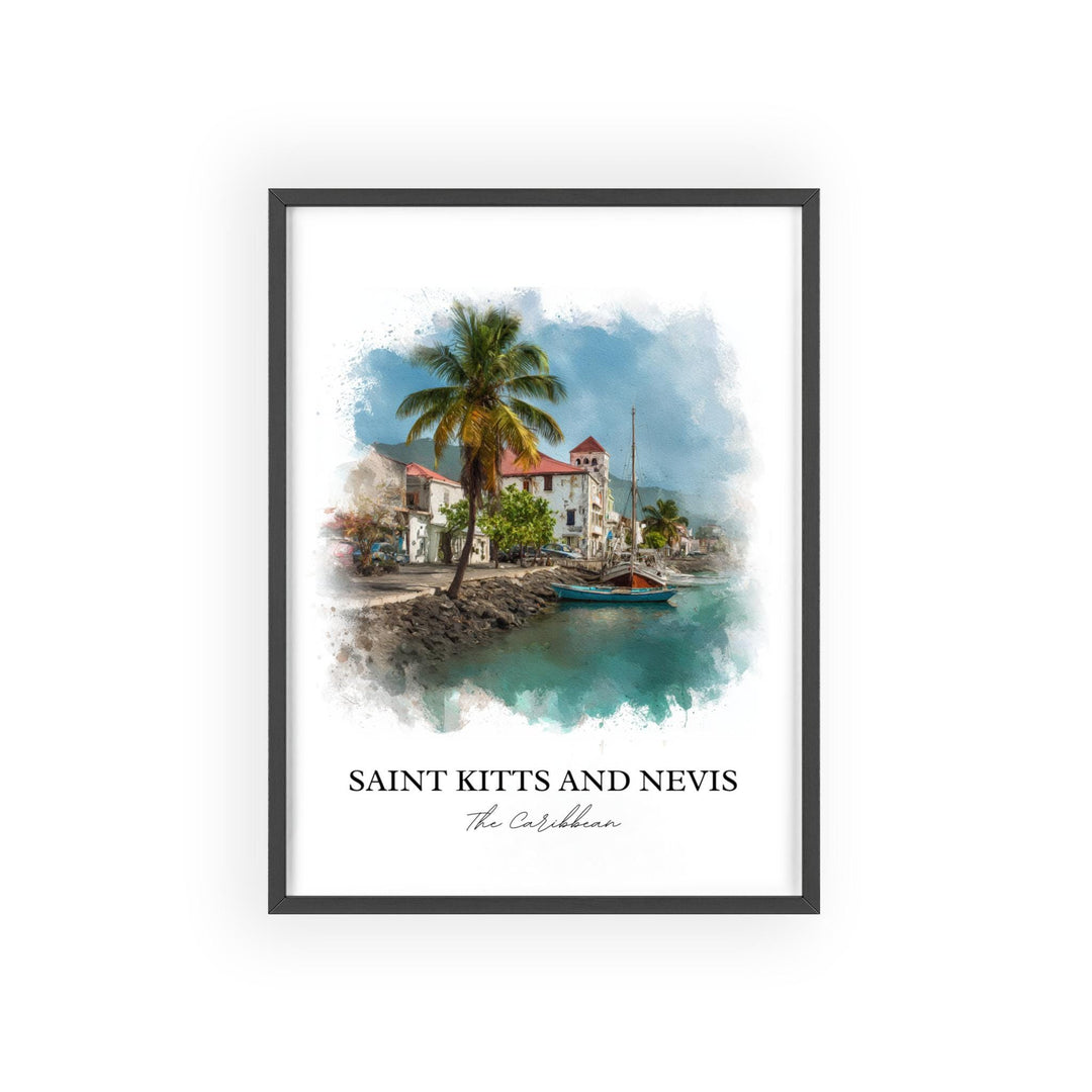 St. Kitts and Nevis Art, Saint Kitts Print, Nevis Watercolor Art, St. Kitts and Nevis Gift, Travel Print, Travel Poster, Housewarming Gift