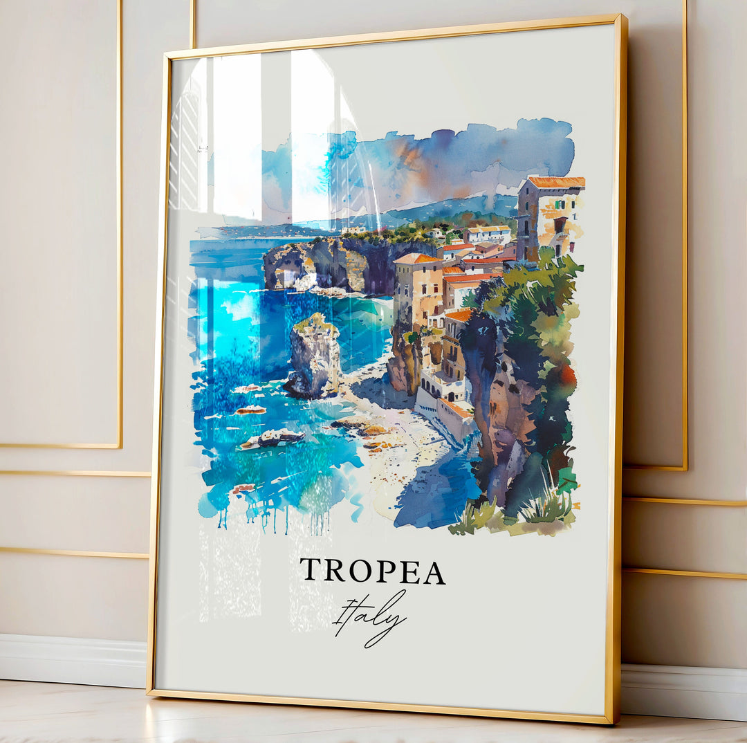 Tropea Italy Wall Art, Tropea Print, Tropea Calabria Watercolor, Tropea Italia Gift,