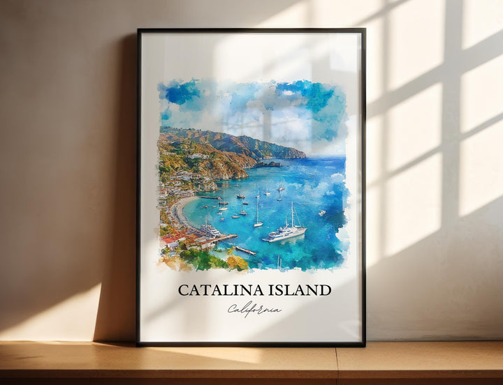 Catalina Island Wall Art, Los Angeles Print, Catalina Watercolor Art, Catalina Island Gift, Travel Print, Travel Poster, Housewarming Gift