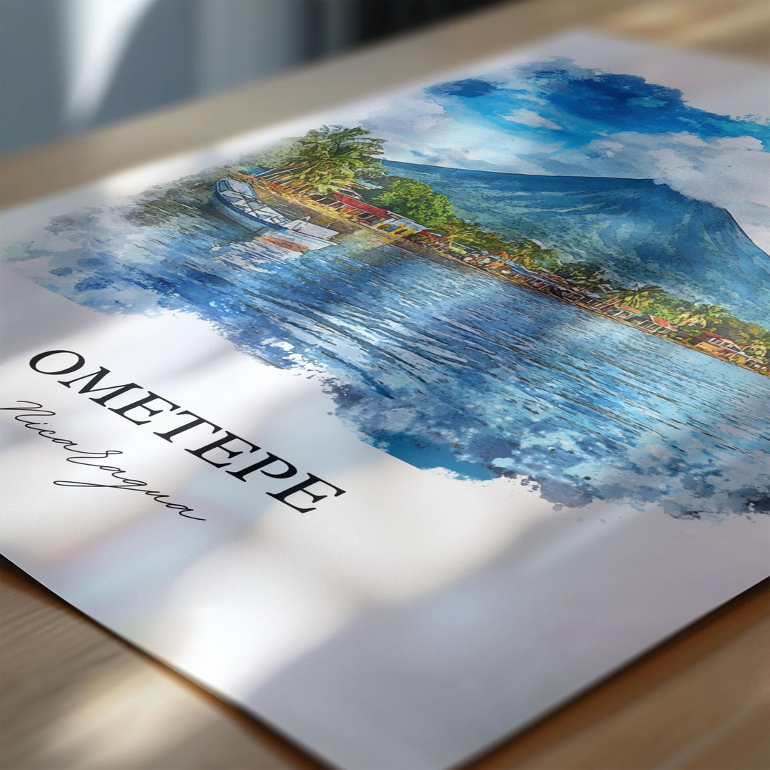 Ometepe Wall Art, Lake Nicaragua Print, Nicaragua Watercolor Art, Ometepe Gift, Travel Print, Travel Poster, Housewarming Gift