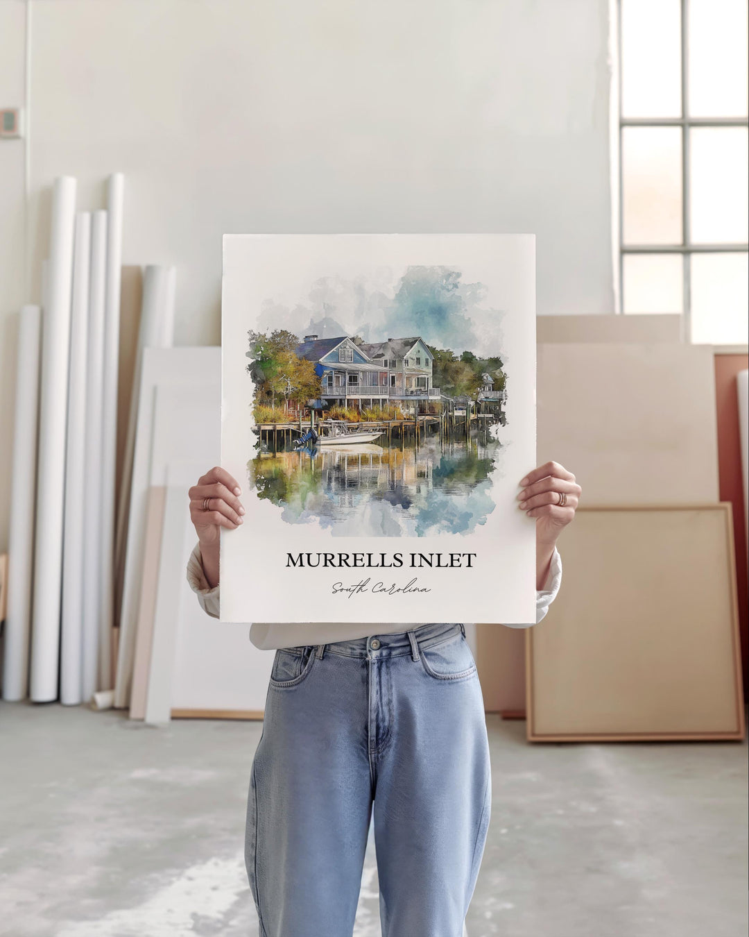 Murrells Inlet SC Wall Art, Georgetown County Print, SC Watercolor Art, Murrells Inlet Gift, Travel Print, Travel Poster, Housewarming Gift