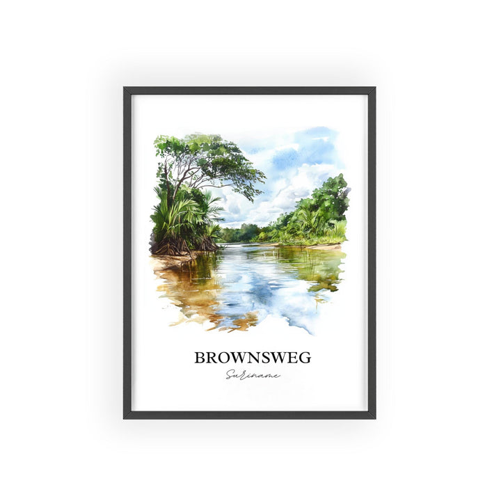Brownsweg Wall Art, Suriname Print, Suriname Watercolor Art, Brownsweg Gift, Travel Print, Travel Poster, Housewarming Gift