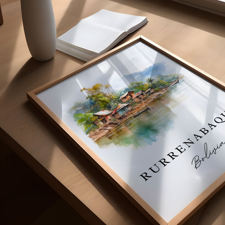 Rurrenabaque wall art - Bolivia, Rurrenabaque poster print, Wedding gift, Birthday present, Custom Text, Perfect Gift