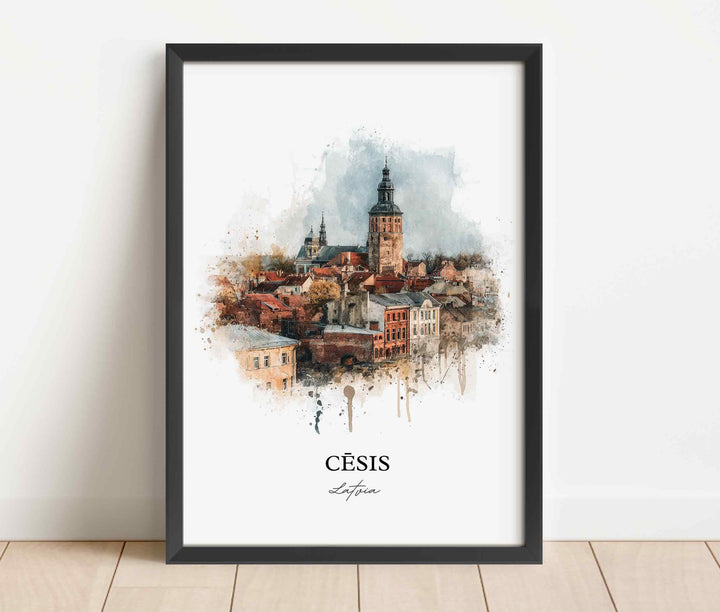 Cesis, Latvia – Watercolor Art Print
