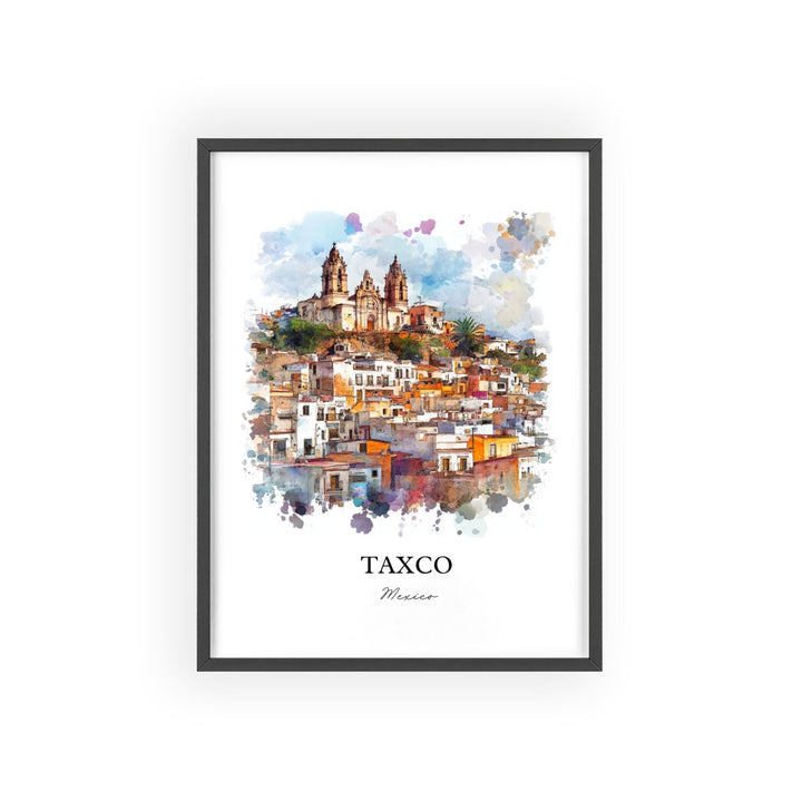 Taxco Mexico Wall Art, Guerrero State Print, Mexico Watercolor Art, Taxco Mexico Gift, Travel Print, Travel Poster, Housewarming Gift