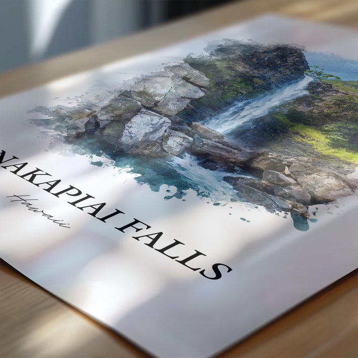Hanakapiai Falls Wall Art, Na Pali Coast Print, Kauai Watercolor Art, Hanakapiai Falls Gift, Travel Print, Travel Poster, Housewarming Gift