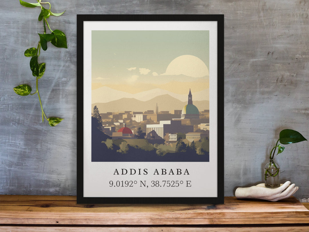 Addis Ababa Wall Art - Ethiopia Coordinates Print