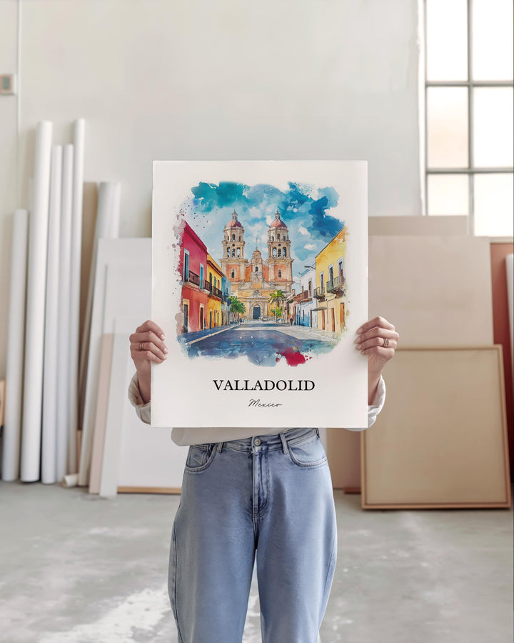 Valladolid Wall Art, Yucatán Peninsula Prints, Mexico Watercolor Art, Valladolid Mexico Gift, Travel Print, Travel Poster, Housewarming Gift