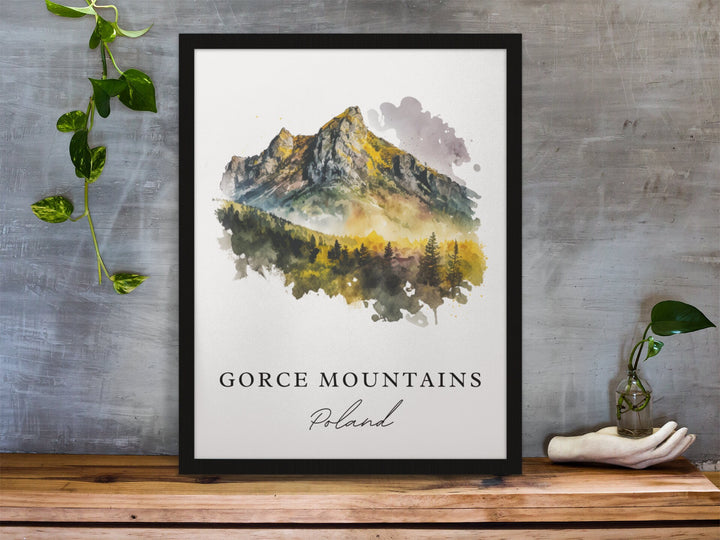 Gorce Mountains traditional travel art - Poland, Gorce Mountains poster, Wedding gift, Birthday present, Custom Text, Personalised Gift