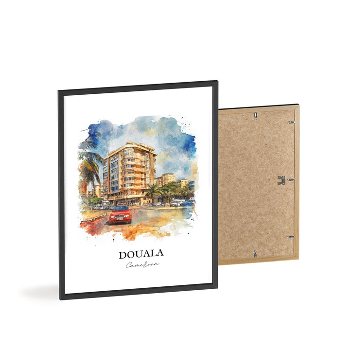 Douala Cameroon Wall Art, Cameroon Print, Cameroon Watercolor Art, Douala Cameroon Gift, Travel Print, Travel Poster, Housewarming Gift