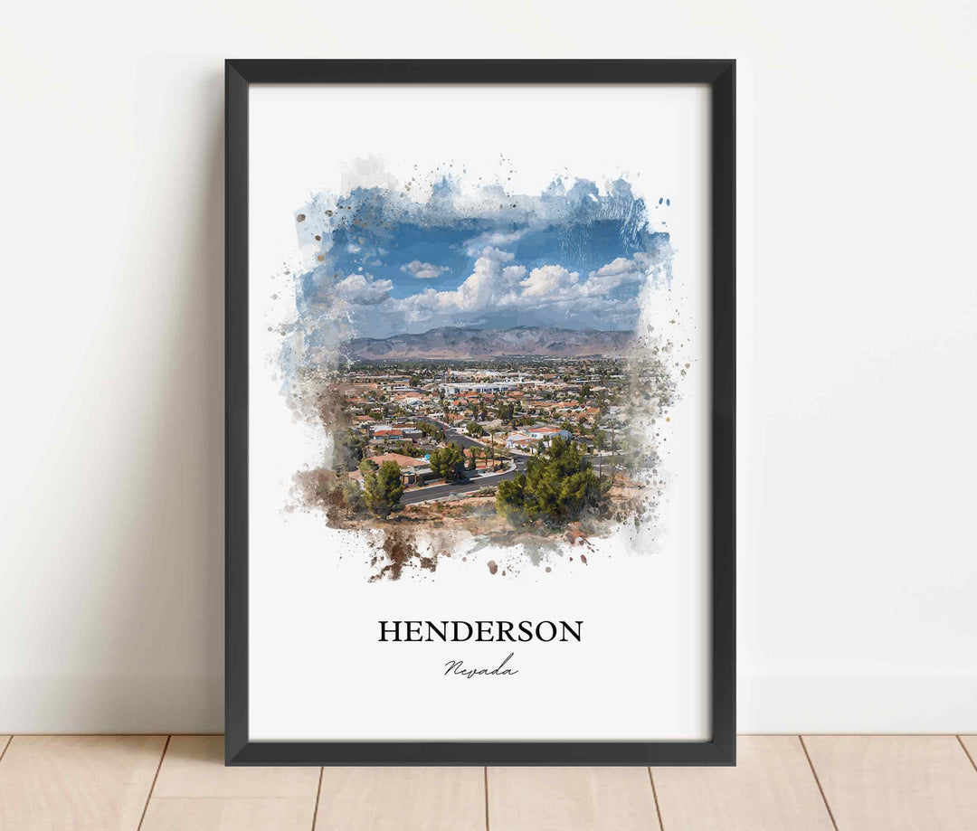 Henderson NV Wall Art, Henderson Print, Nevada Watercolor Art, Henderson Nevada Gift, Travel Print, Travel Poster, Housewarming Gift