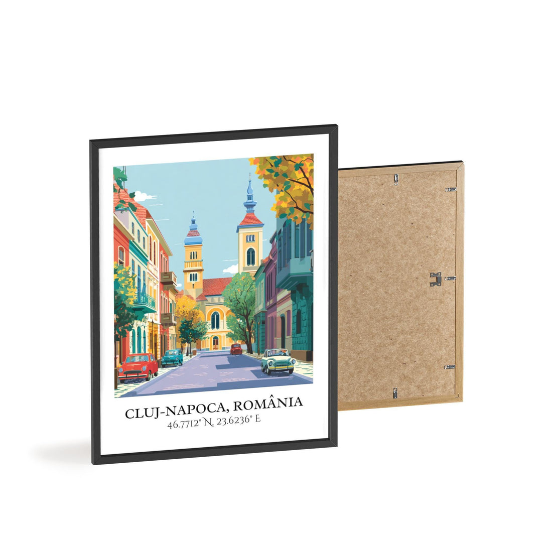 Cluj-Napoca Art, Romania Retro Travel Art, Romania Home Decor, Cluj-Napoca Gift, Romania Travel Art, Travel Prints, Housewarming Gift