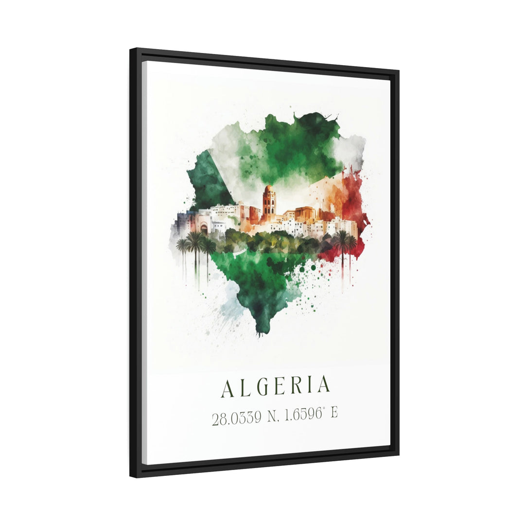 Algeria Wall Art - Algeria Coordinates Print