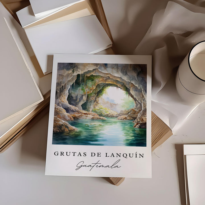 Grutas de Lanquín art - Guatemala, Grutas de Lanquín poster, Guatemala Wedding gift, Birthday present, Personalized Gift