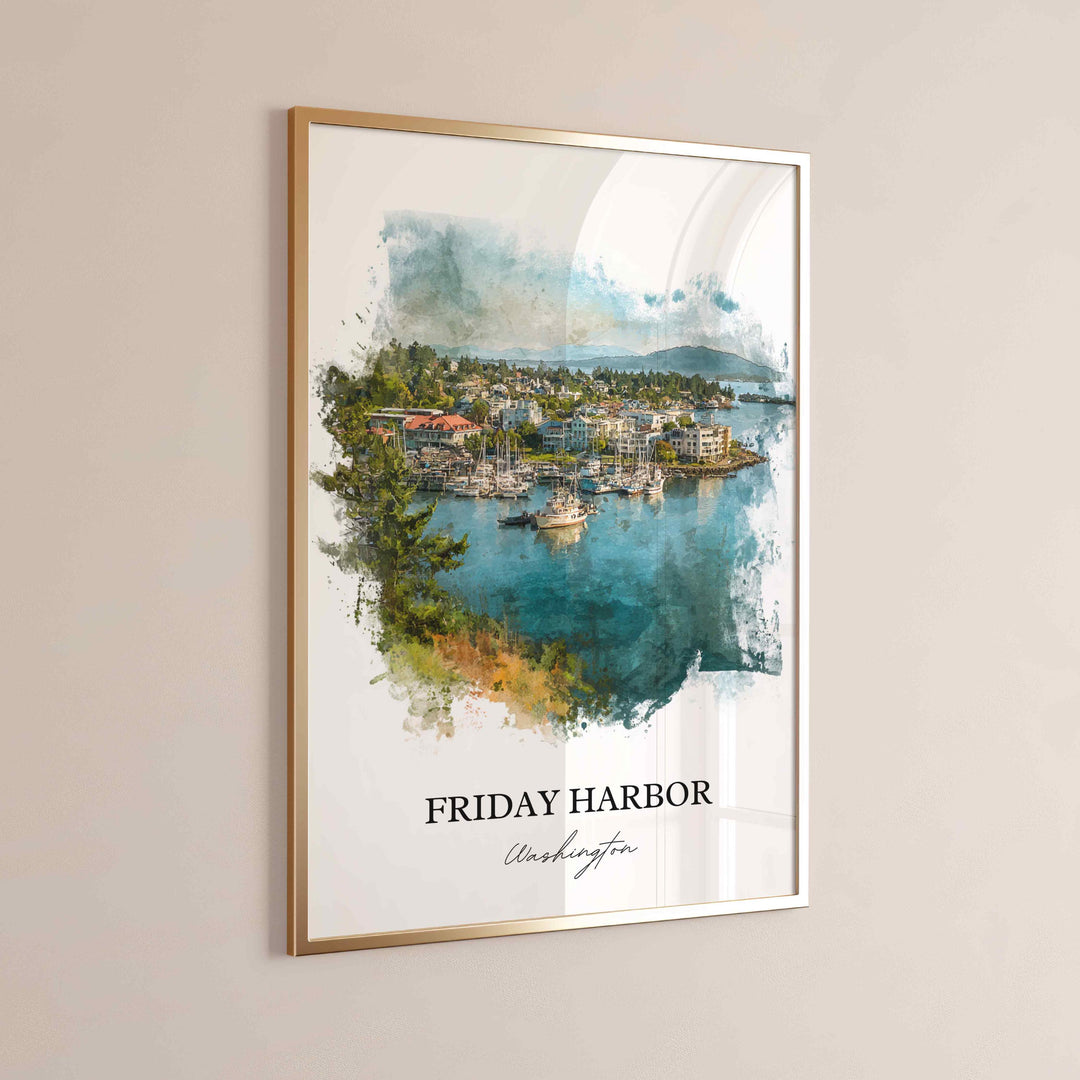 Friday Harbor, Washington – Watercolor Art Print