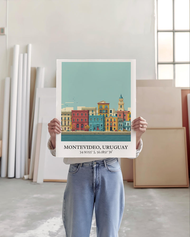 Montevideo Art, Montevideo Retro Travel Art, Montevideo Home Decor, Uruguay Gift, Uruguay Travel Art, Travel Prints, Housewarming Gift