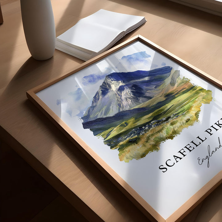 Scafell Pike England Art, Scafell Pike Print, Scafell Pike Watercolor Art, Cumbria UK Gift,