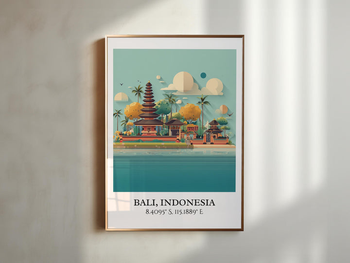 Bali Indonesia Art, Bali Retro Travel Art, Bali Indonesia Home Decor, Bali Gift, Indonesia Travel Art, Travel Prints, Housewarming Gift