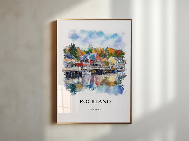Rockland Maine Wall Art, Knox County Print, Maine Watercolor Art, Rockland ME Gift, Travel Print, Travel Poster, Housewarming Gift