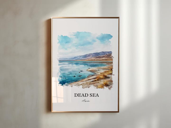 Dead Sea Wall Art, Dead Sea Asia Print, Dead Sea Watercolor Art, Dead Sea Gift, Travel Print, Travel Poster, Housewarming Gift