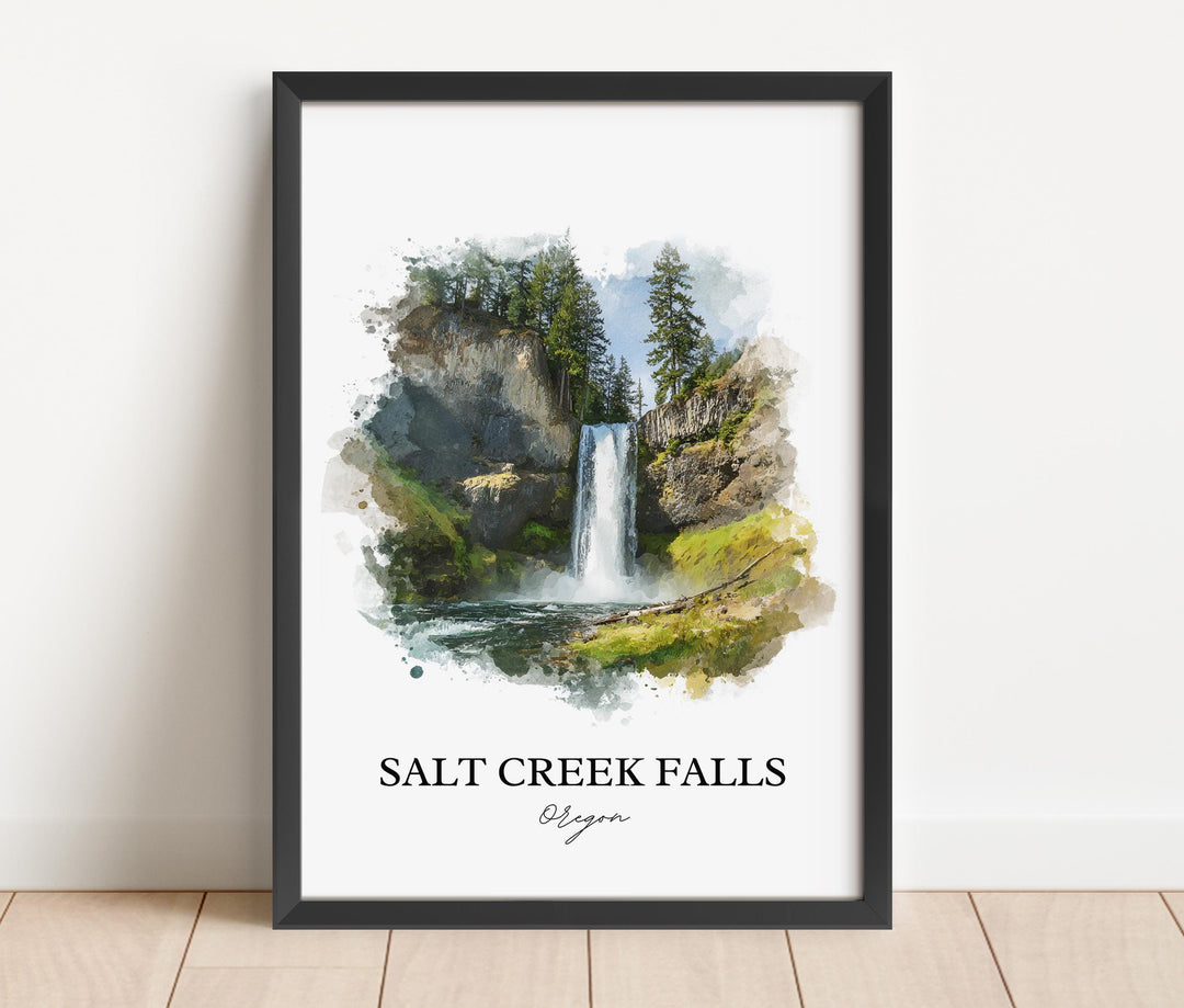 Salt Creek Falls, Oregon, USA – Watercolor Art Print