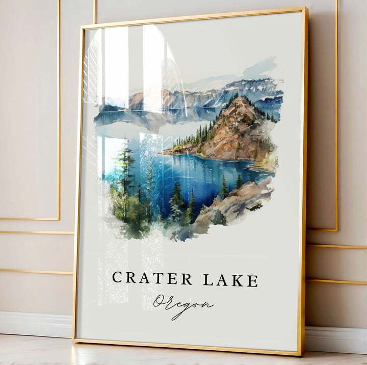 Crater Lake OR wall art - Oregon, Crater Lake poster, Crater Lake Wedding gift, Birthday present, Custom Text, Personalized Gift