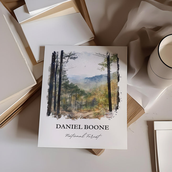 Daniel Boone National Forest Art, Kentucky Print, Kentucky Watercolor, Winchester KY Gift, Travel Print, Travel Poster, Housewarming Gift