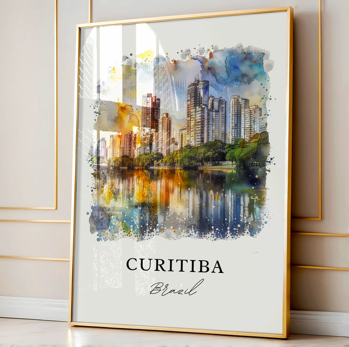 Curtibia Wall Art, Curtibia Print, Curtibia Watercolor, Curtibia Brazil Gift,