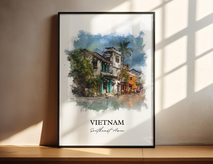 Vietnam Wall Art, Vietnam Print, Vietnam Watercolor Art, Vietnam Country Gift, Travel Print, Travel Poster, Housewarming Gift