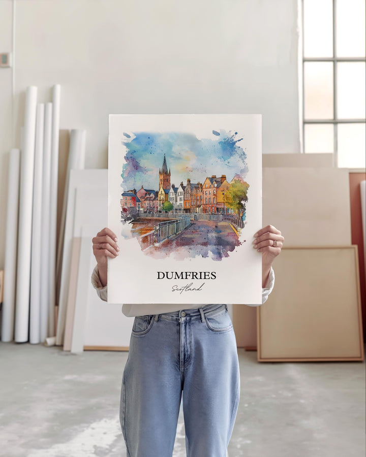 Dumfries Wall Art, Dumfries and Galloway Print, Scotland Artwork, Dumfries Scotland Gift, Travel Print, Travel Poster, Housewarming Gift