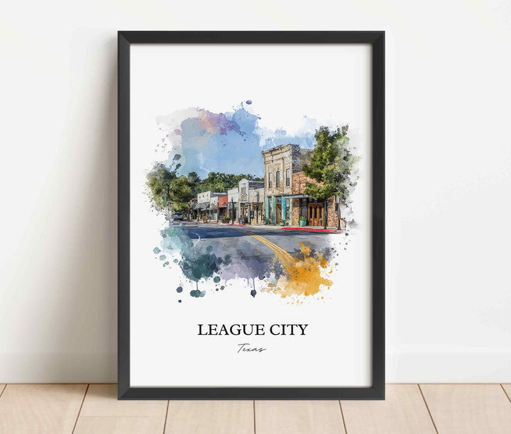 League City, Texas – Watercolor Art Print