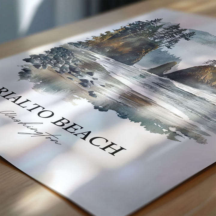 Rialto Beach WA Wall Art, Olympic National Park Print, Washington Artwork, Rialto Beach Gift, Travel Print, Travel Poster, Housewarming Gift