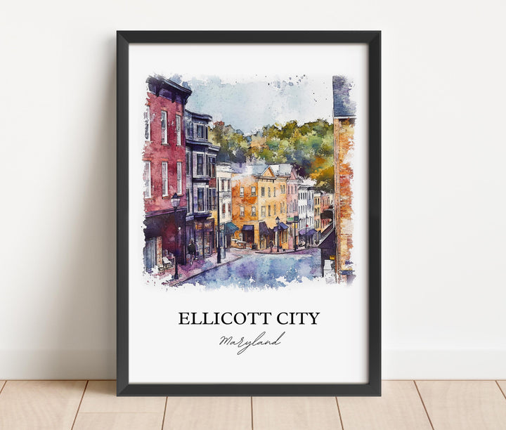 Ellicott City MD Wall Art, Howard County Print, Maryland Watercolor Art, Ellicott City Gift, Travel Print, Travel Poster, Housewarming Gift