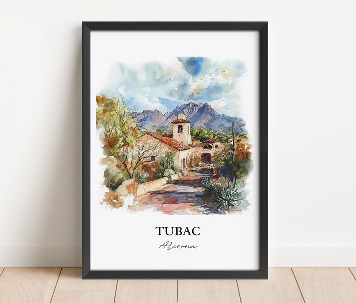 Tubac AZ Wall Art, Santa Cruz County AZ Print, Arizona Watercolor Art, Tubac Arizona Gift, Travel Print, Travel Poster, Housewarming Gift