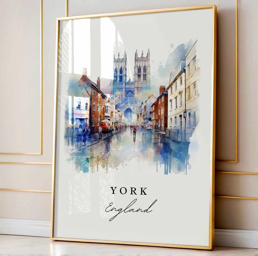 York traditional travel art - England, York poster, Wedding gift, Birthday present, Custom Text, Personalized Gift